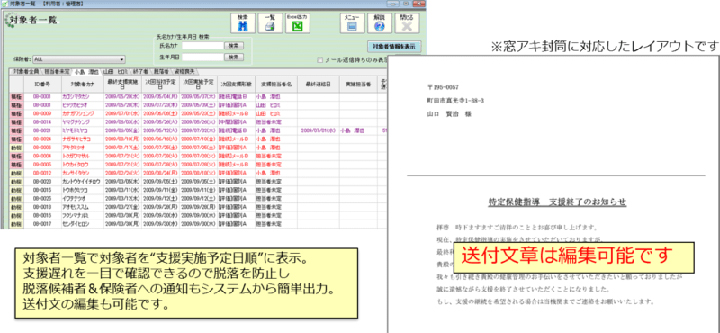 特定保健指導システム｜脱落案内文画面